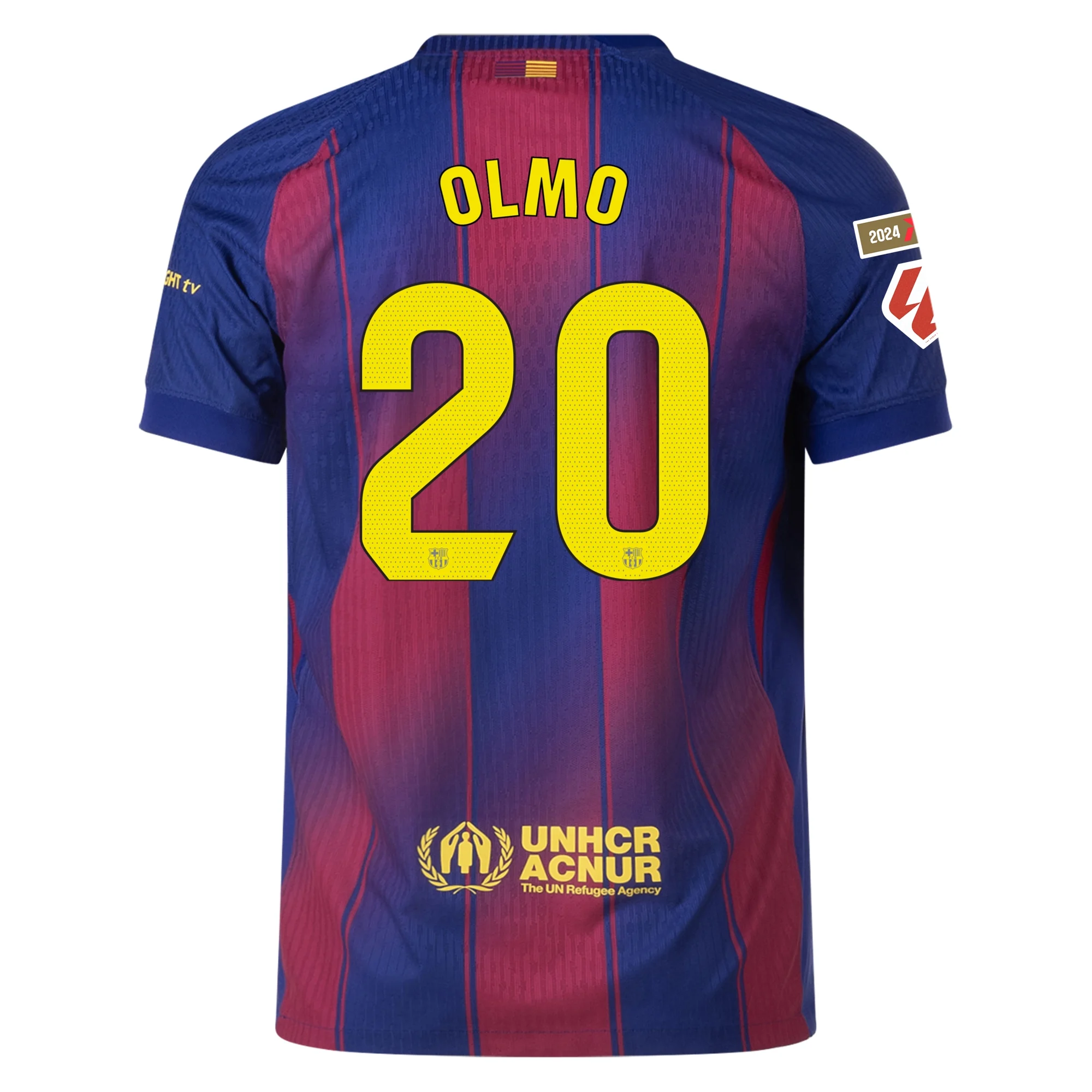 Nike Barcelona Authentic Dani Olmo Home Jersey w/ La Liga Champion Patches 25/26 (Deep Royal Blue/Midwest Gold)