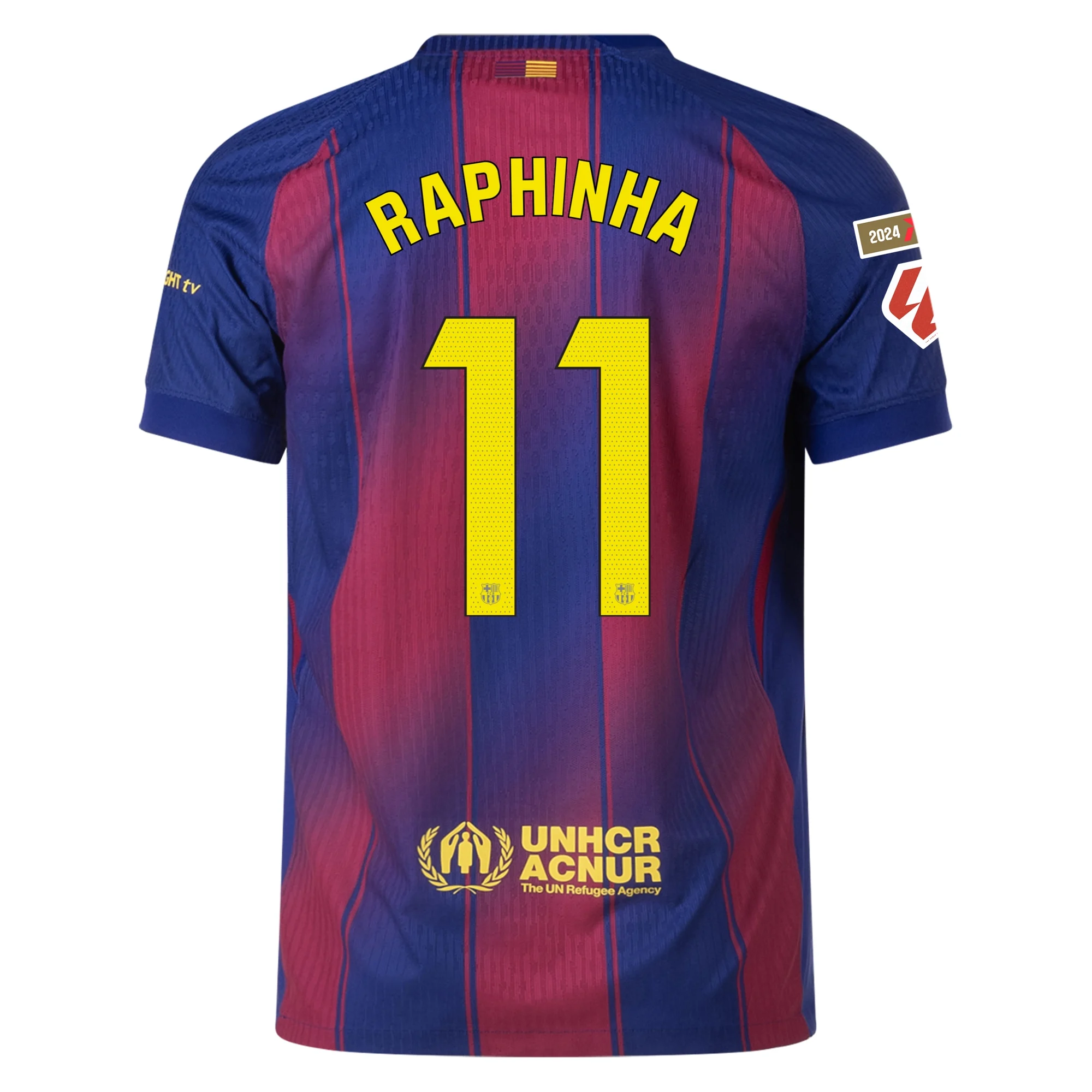Nike Barcelona Authentic Raphinha Home Jersey w/ La Liga Champion Patches 25/26 (Deep Royal Blue/Midwest Gold)