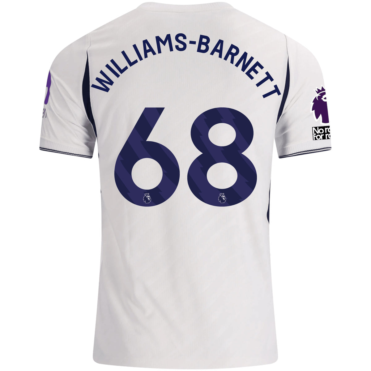 Nike Mens Tottenham Hotspur Luca Williams-Barnett Home Jersey w/ EPL + No Room For Racism 26/27 (White)