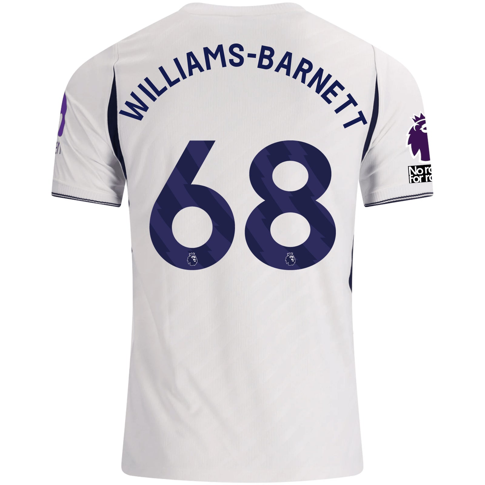 Nike Mens Tottenham Hotspur Luca Williams-Barnett Home Jersey w/ EPL + No Room For Racism 26/27 (White)