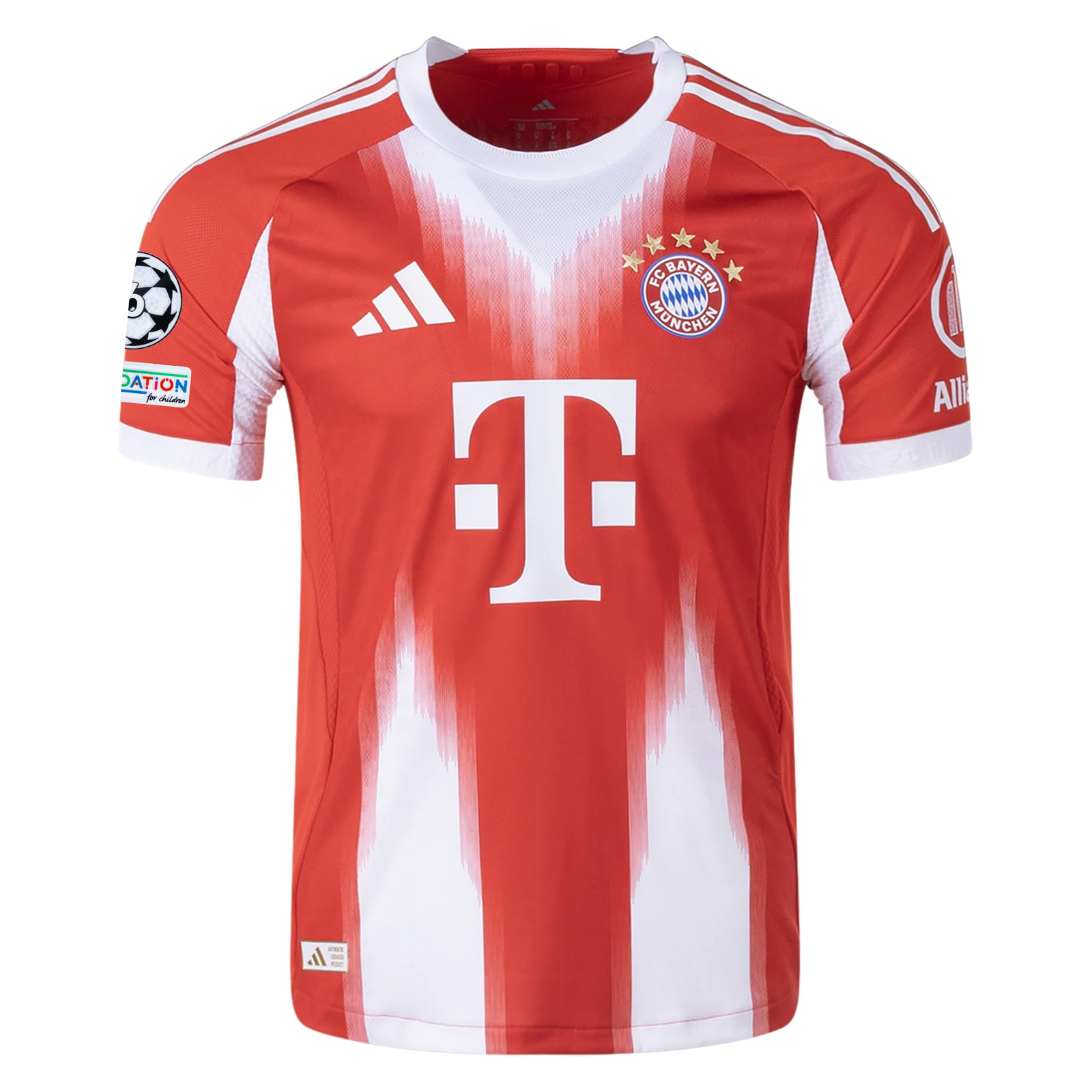 adidas Bayern Munich Authentic Home Jersey w/ Champion League Patches 25/26 (Red)