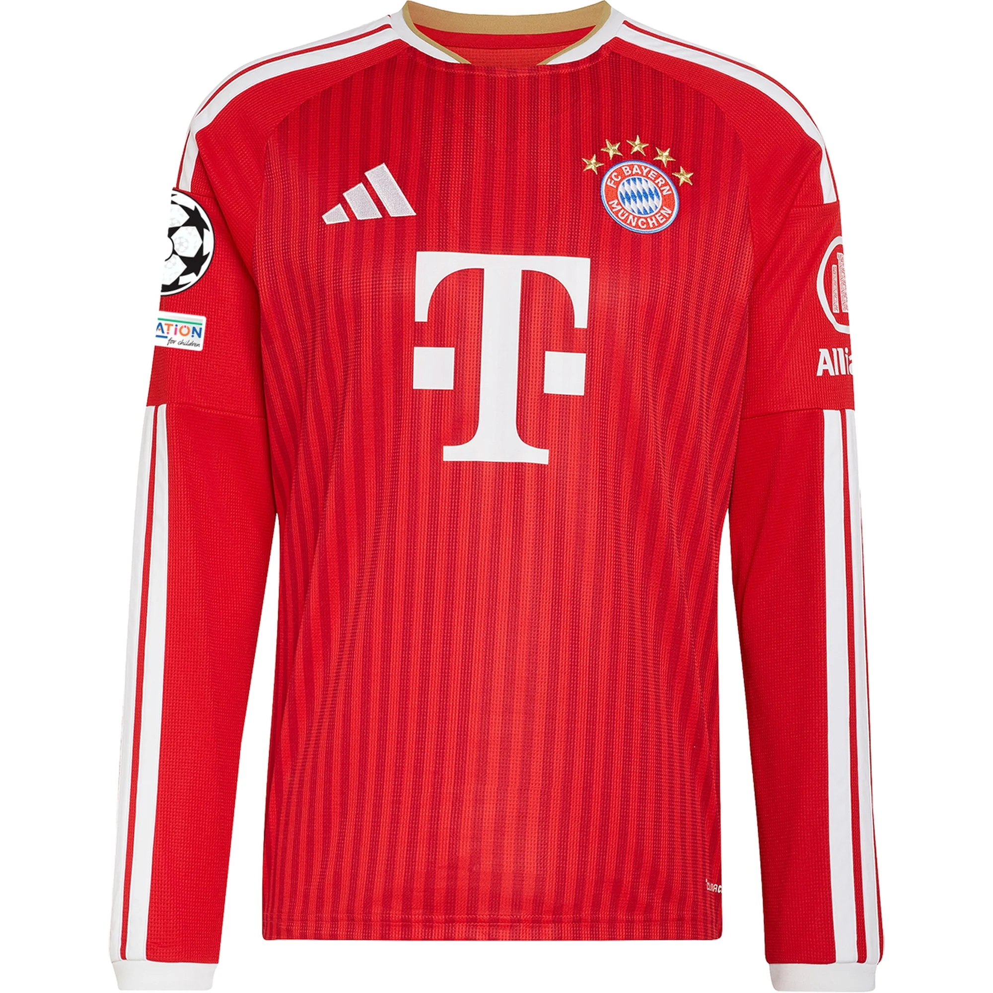 adidas Mens Bayern Munich Long Sleeve Home Jersey w/ Champions League Patches 26/27 (Red)