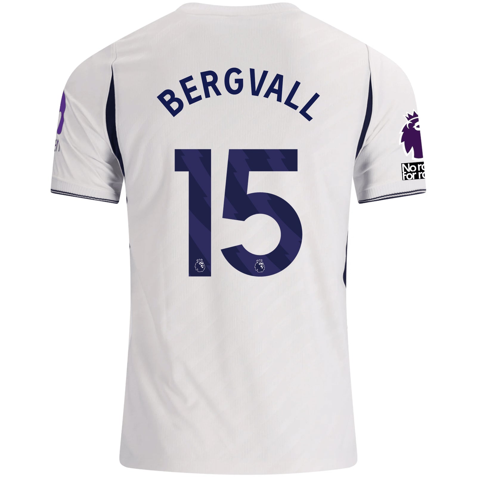 Nike Mens Tottenham Hotspur Lucas Bergvall Home Jersey w/ EPL + No Room For Racism 26/27 (White)