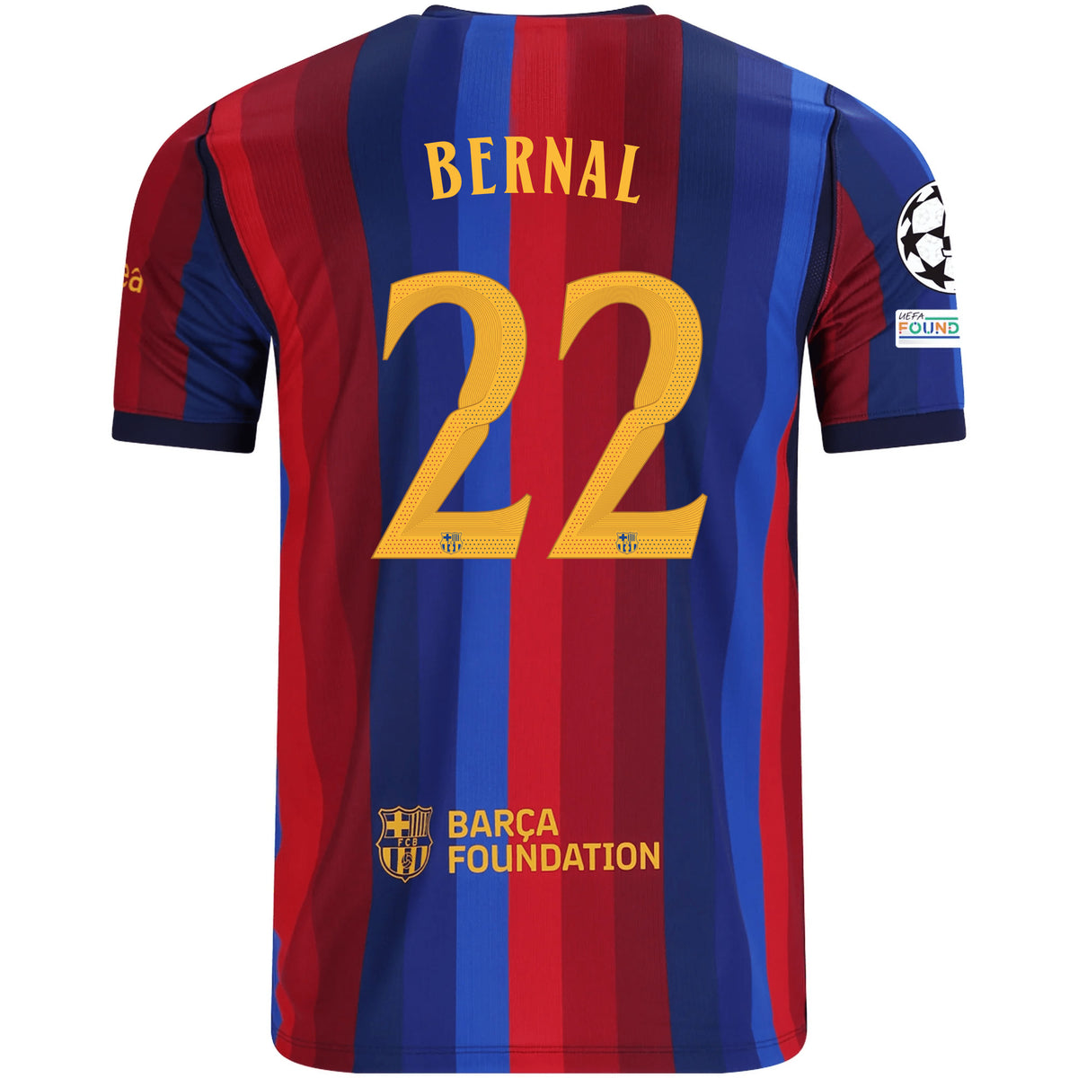 Nike Mens FC Barcelona Marc Bernal Home Jersey w/ Champions League Patches 26/27 (Deep Garnet/Blue Void)