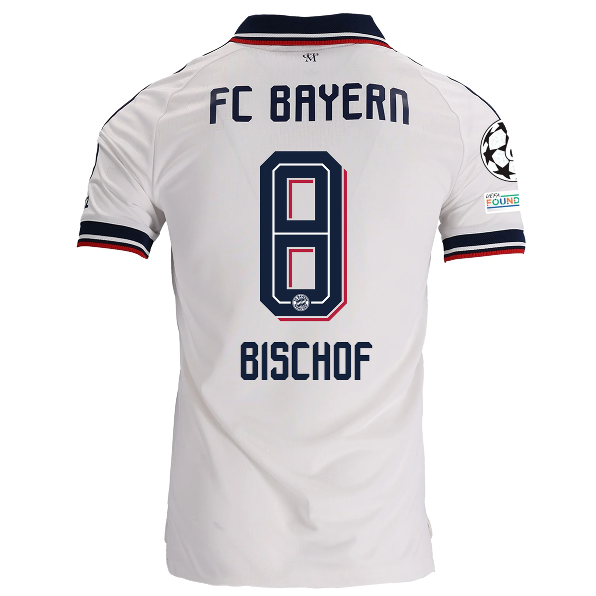 adidas Mens Bayern Munich Tom Bischof Away Jersey w/ Champions League Patches 26/27 (White)