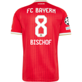 adidas Mens Bayern Munich Tom Bischof Home Jersey w/ Champions League Patches 26/27 (Red)