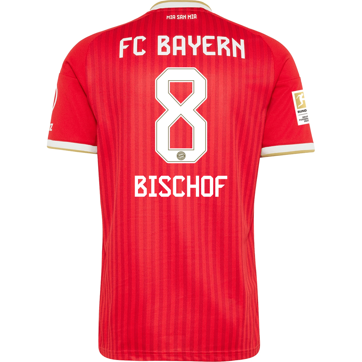 adidas Mens Bayern Munich Tom Bischof Home Jersey w/ Bundesliga Champion Patch 26/27 (Red)