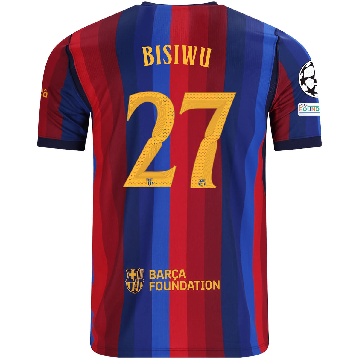 Nike Mens FC Barcelona Jesse Bisiwu Home Jersey w/ Champions League Patches 26/27 (Deep Garnet/Blue Void)