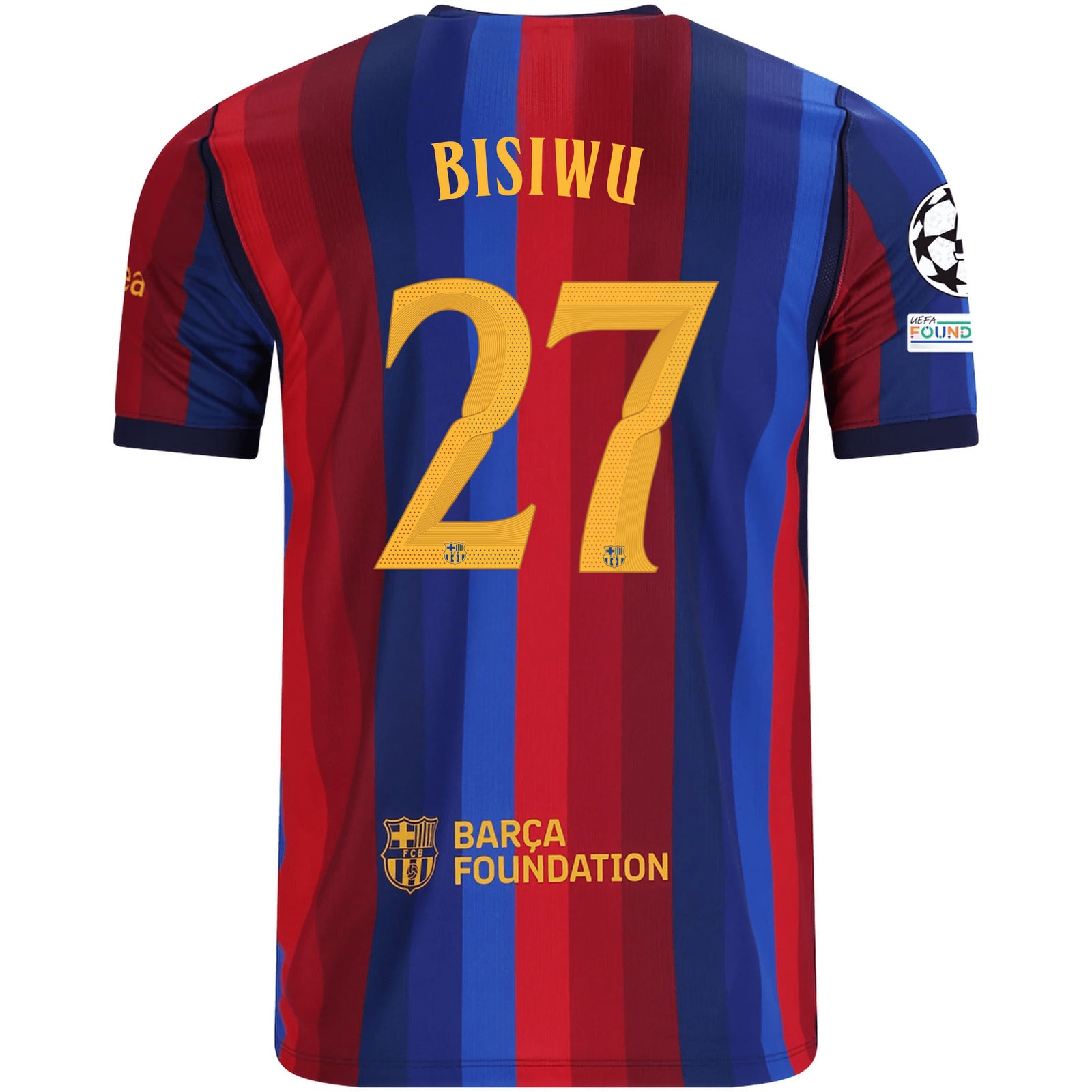 Nike Mens FC Barcelona Jesse Bisiwu Home Jersey w/ Champions League Patches 26/27 (Deep Garnet/Blue Void)