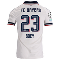 adidas Mens Bayern Munich Sacha Boey Away Jersey w/ Champions League Patches 26/27 (White)