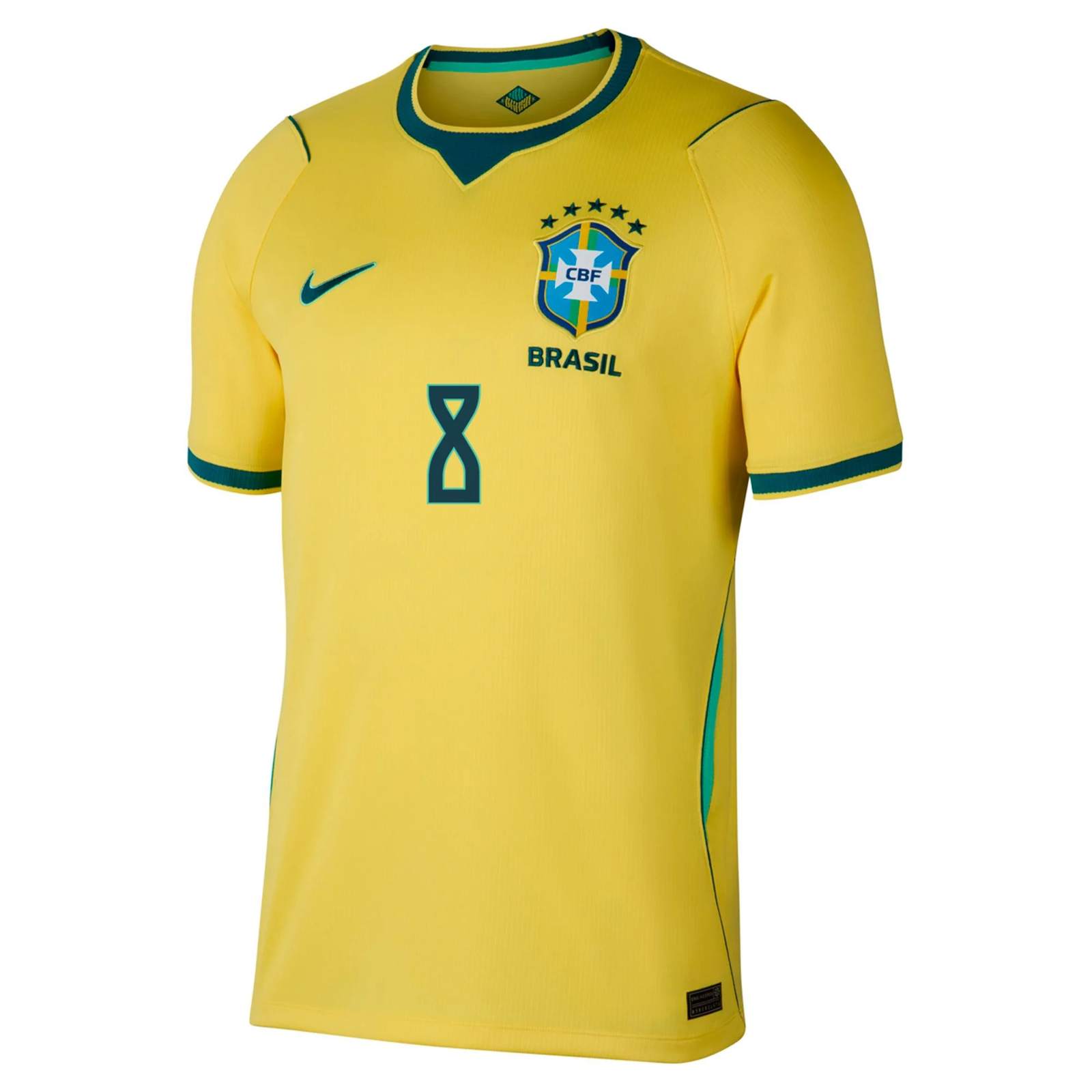 Nike Men's Brazil Bruno Guimarães Home Stadium Jersey 2026 (Canary/Teal)