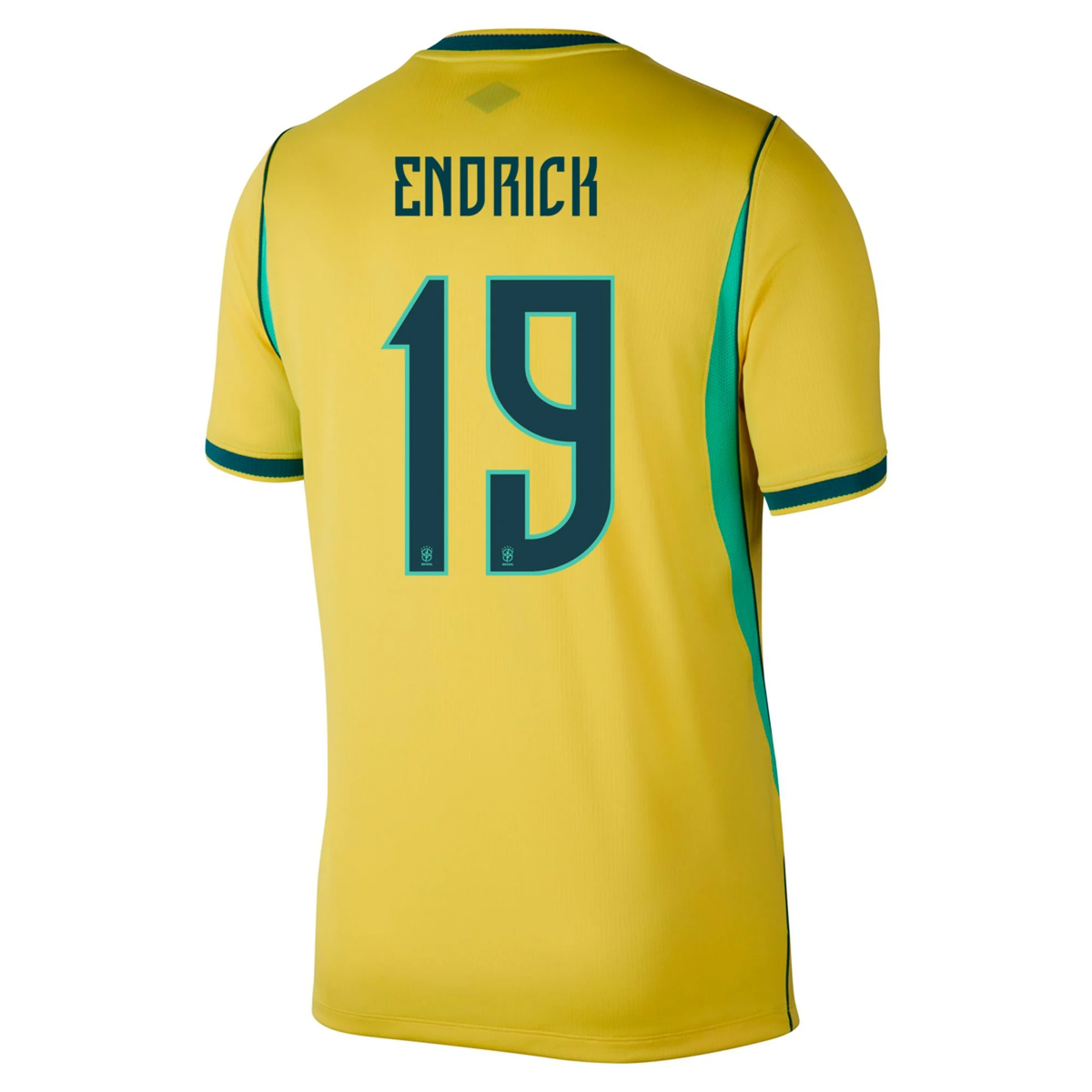 Nike Men's Brazil Endrick Home Stadium Jersey 2026 (Canary/Teal)