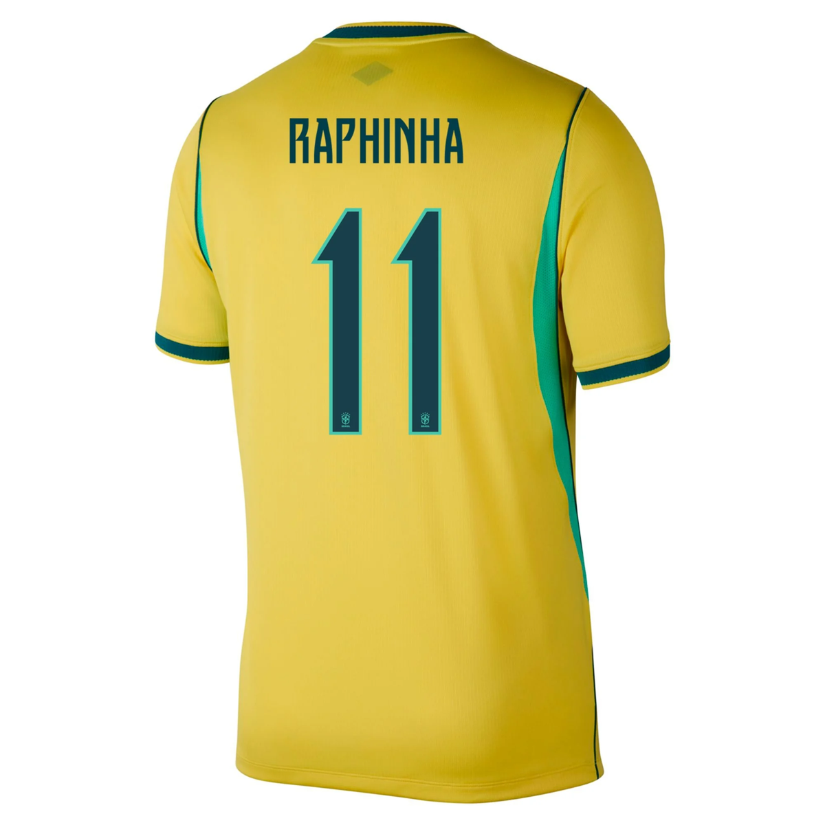 Nike Men's Brazil Raphinha Home Stadium Jersey 2026 (Canary/Teal)