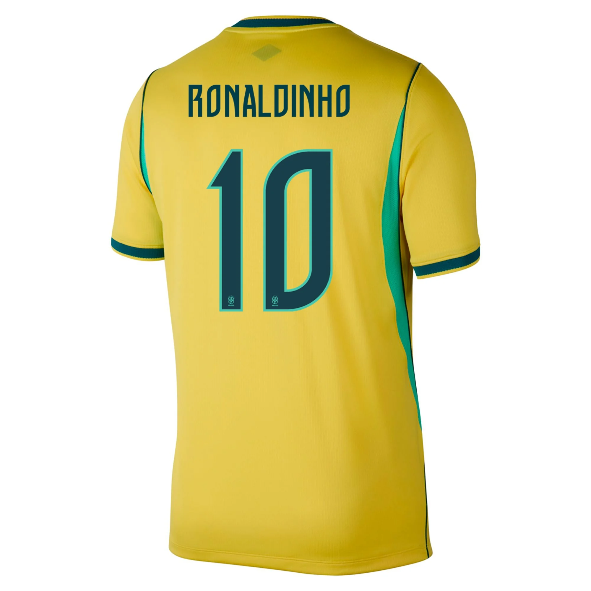 Nike Men's Brazil Ronaldinho Home Stadium Jersey 2026 (Canary/Teal)