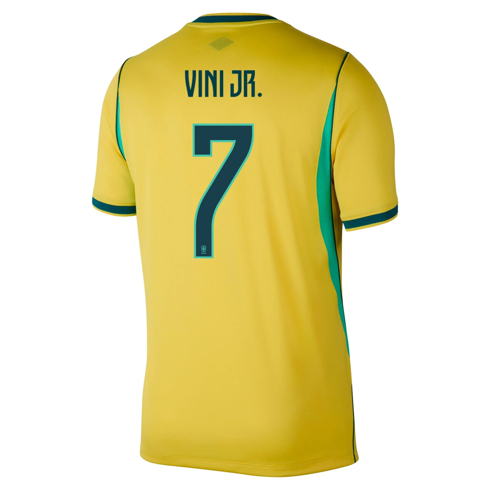 Nike Men's Brazil Vini Jr. Home Stadium Jersey 2026 (Canary/Teal)