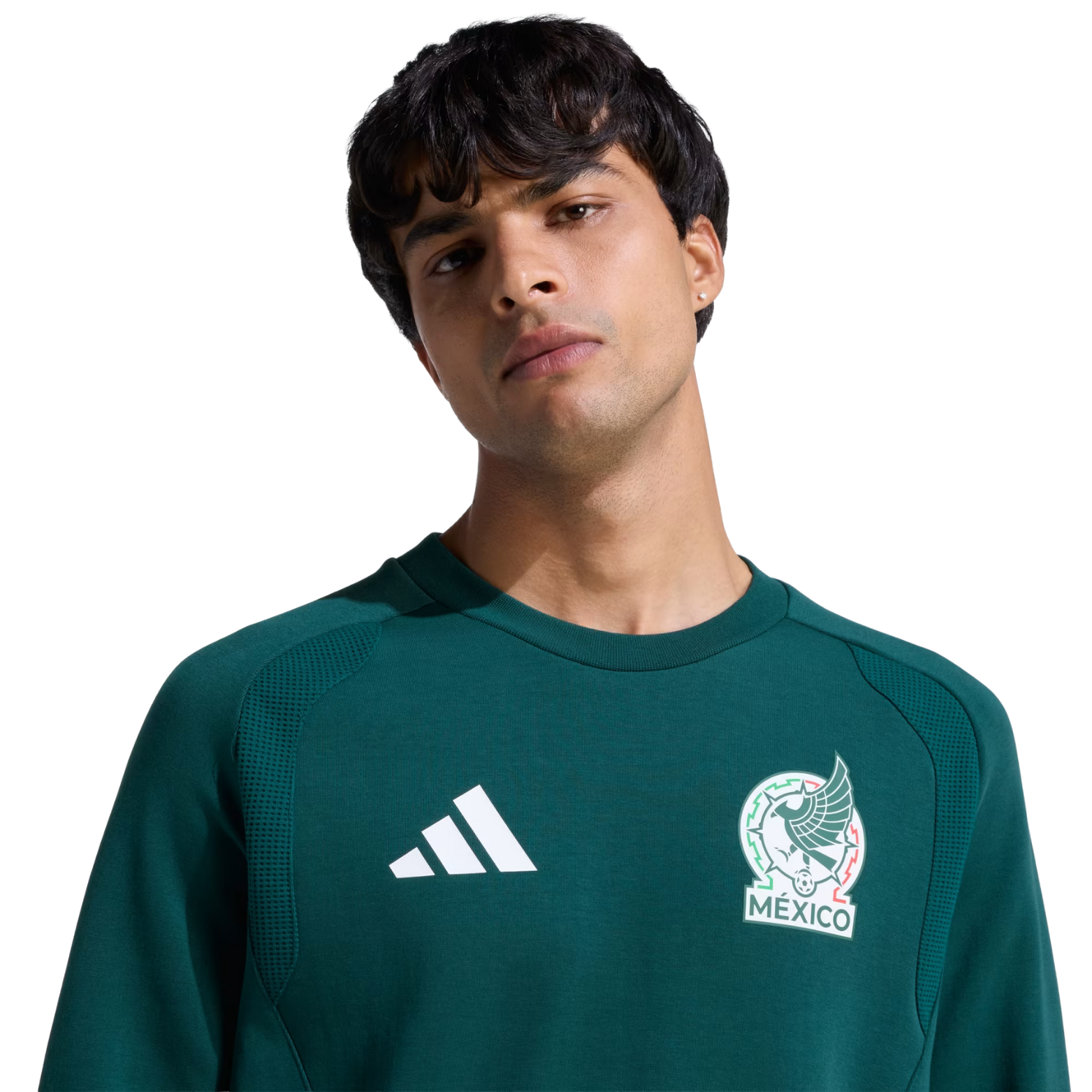 adidas Men's Mexico 2026 Tiro Travel Crew Sweatshirt (Green)