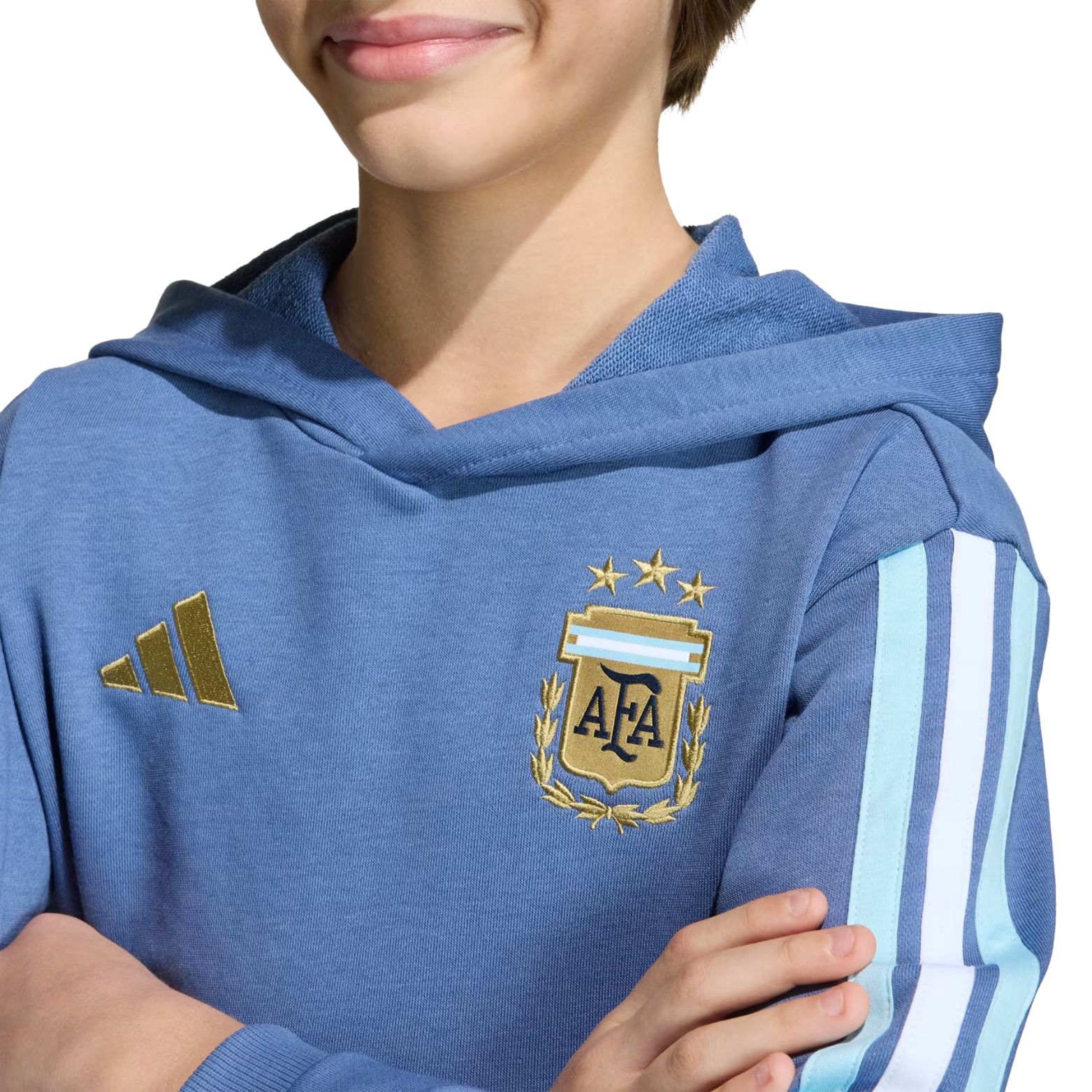 adidas Youth Argentina 2026 DNA Fleece Hoodie (Crew Blue)