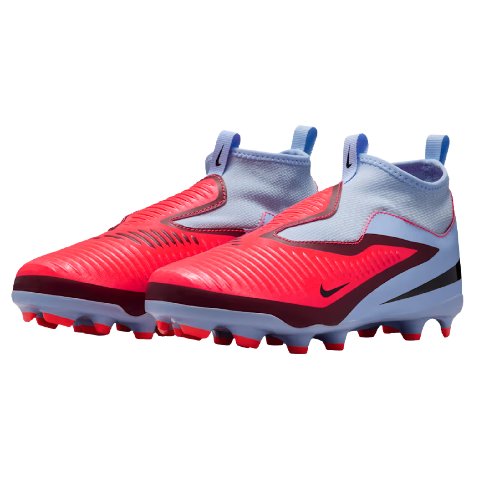 Nike Youth Jr Phantom 6 High Academy Firm Ground/Multi Ground Soccer Cleats (Royal Tint/Bright Crimson)