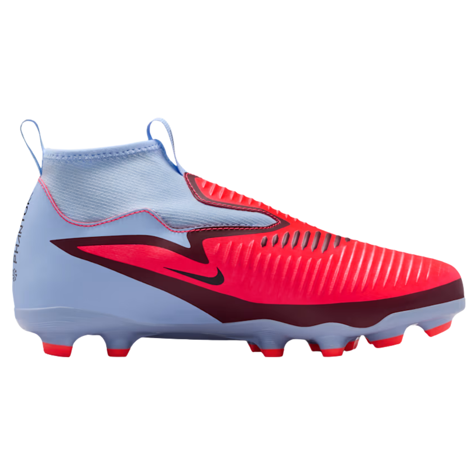 Nike Youth Jr Phantom 6 High Academy Firm Ground/Multi Ground Soccer Cleats (Royal Tint/Bright Crimson)