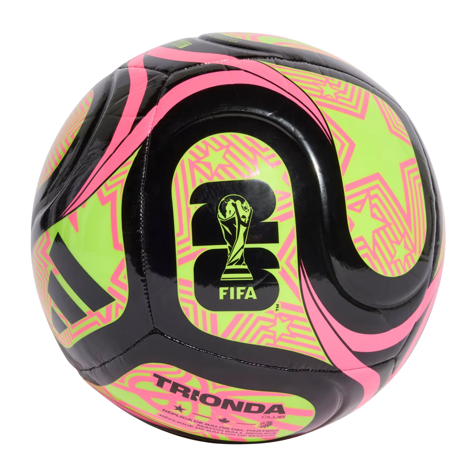 adidas FIFA World Cup 26 Trionda Club Soccer Ball (Black/Lucid Lemon/Lucid Pink)