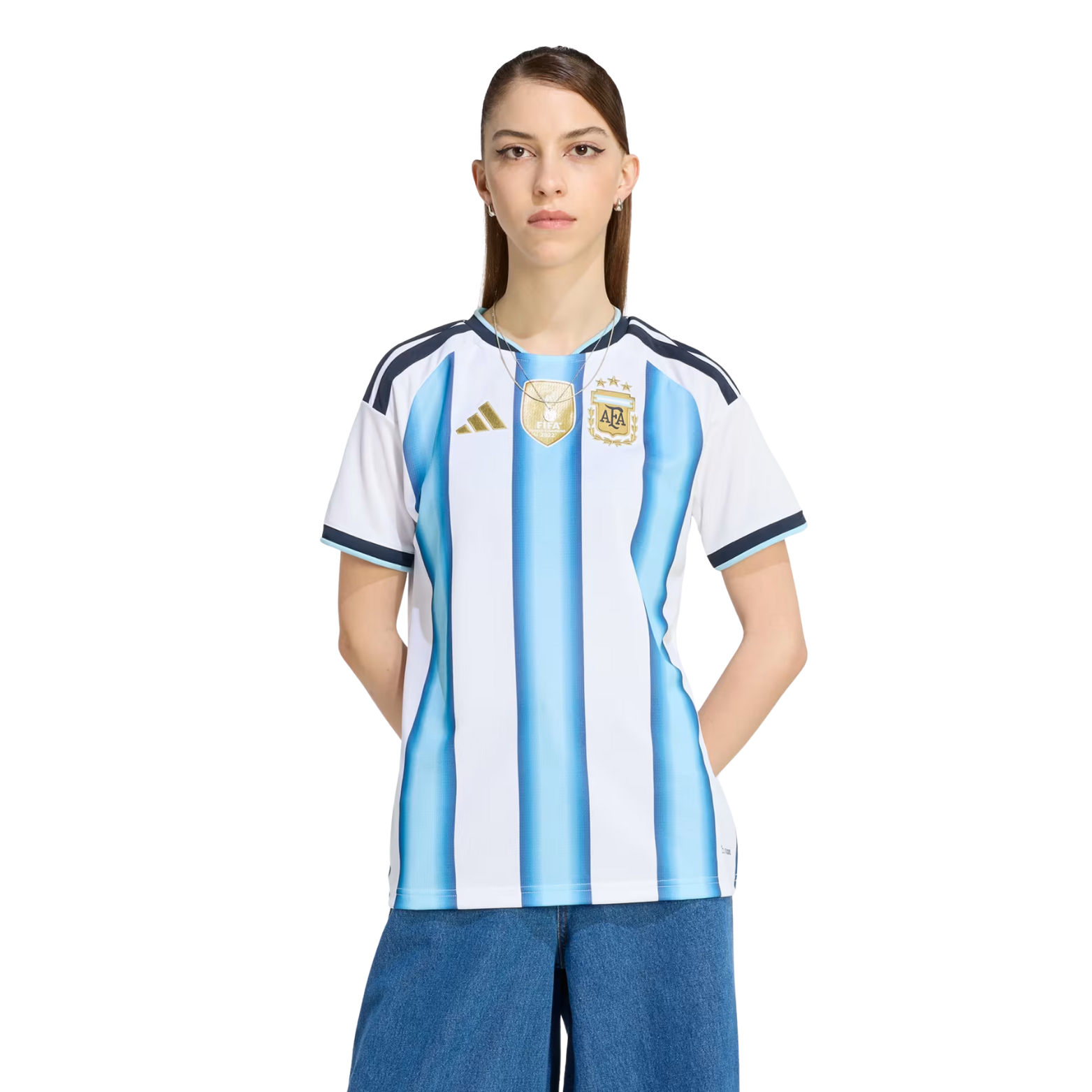 adidas Women’s Argentina 2026 Home World Cup Jersey (White/Icey Blue/Light Blue)