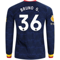 adidas Mens Arsenal Bruno Guimarães Long Sleeve Away Jersey w/ EPL + No Room For Racism Patches 26/27 (Navy/Yelllow)
