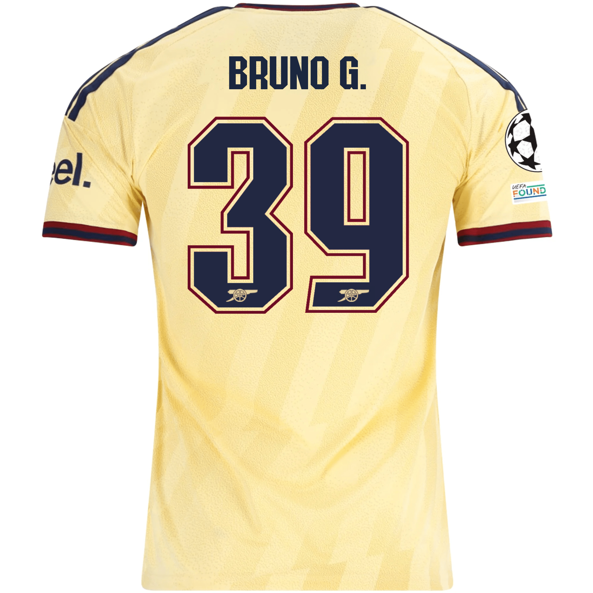 adidas Men's Arsenal FC Bruno Guimarães Third Jersey w/ Champions League Patches 26/27 (Yellow)