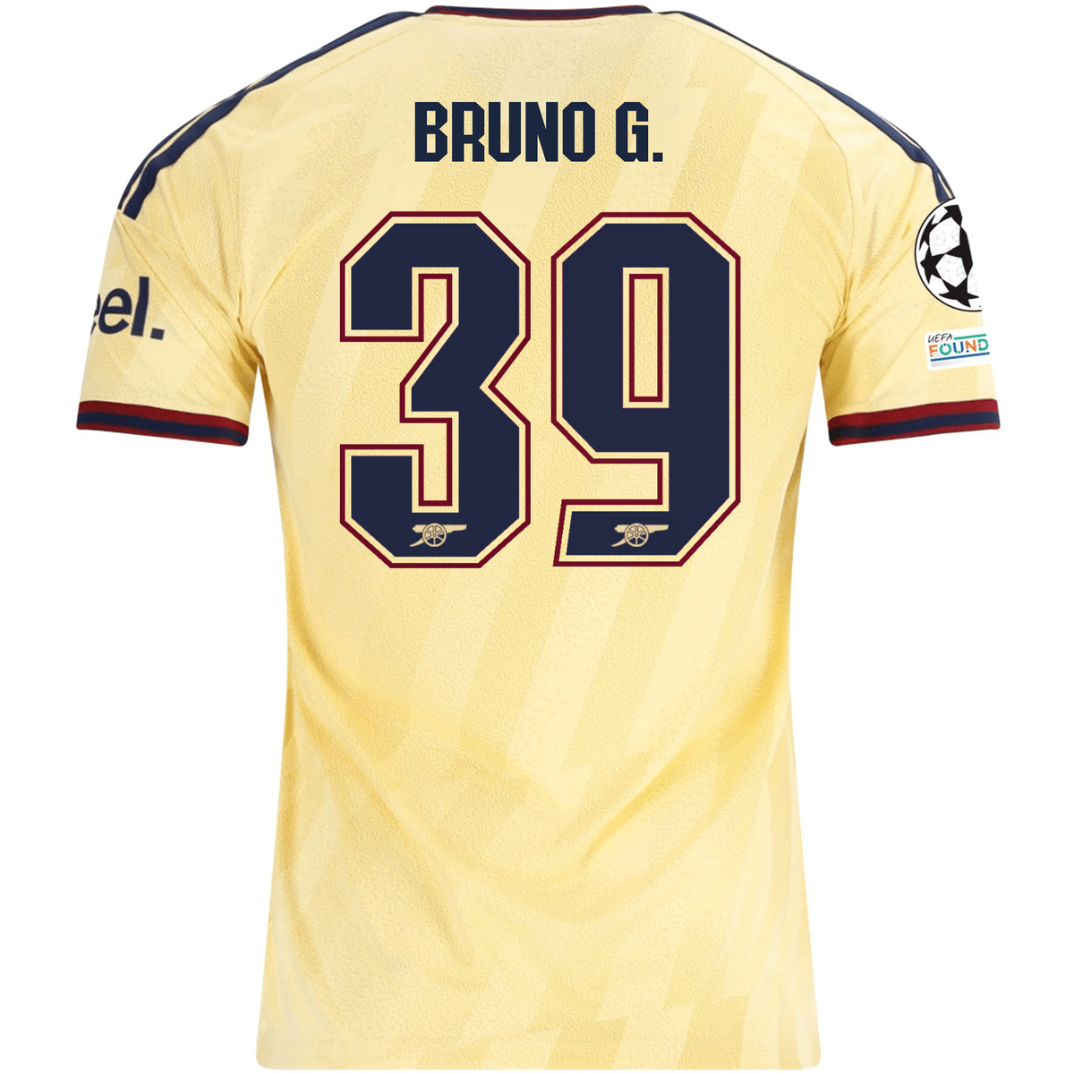 adidas Men's Arsenal FC Bruno Guimarães Third Jersey w/ Champions League Patches 26/27 (Yellow)