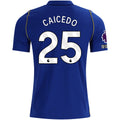 Nike Mens Chelsea FC Moisés Caicedo Home Jersey w/ EPL + No Room For Racism + Club World Cup Champion Patches 26/27 (Bright Royal/Gold)