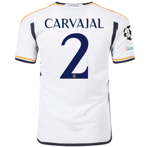 adidas Real Madrid Dani Carvajal Home Jersey w/ Champions League + Club World Cup Patches 23/24 (White)