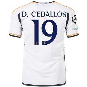 adidas Real Madrid Dani Ceballos Home Jersey w/ Champions League + Club World Cup Patches 23/24 (White)