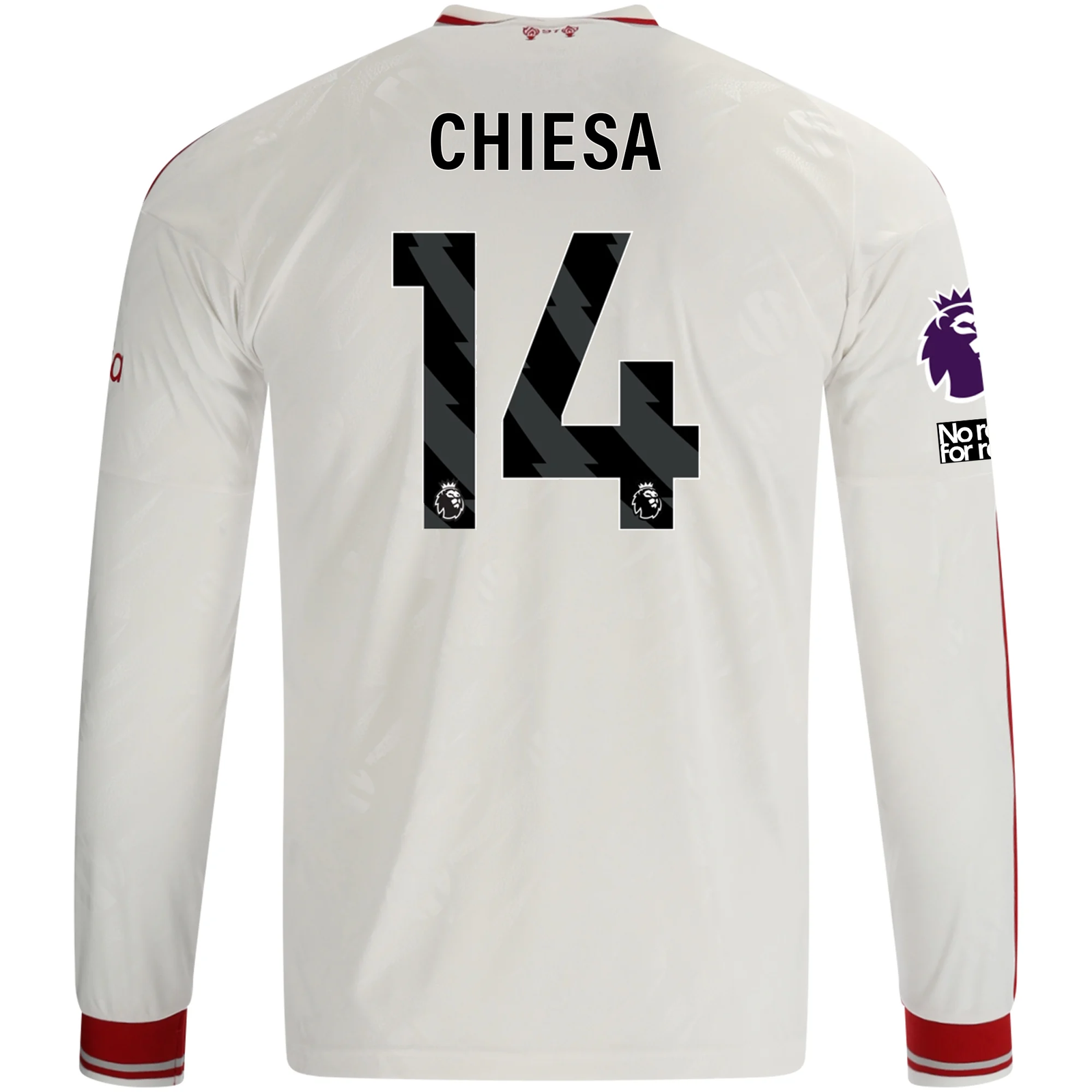 adidas Mens Liverpool Federico Chiesa Long Sleeve Away Jersey w/ EPL + No Room For Racism Patches 26/27 (White/Red)