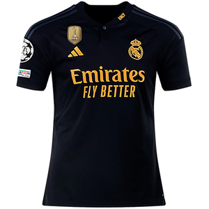 adidas Real Madrid David Alaba Third Jersey w/ Champions League + Club World Cup Patch 23/24 (Core Black)
