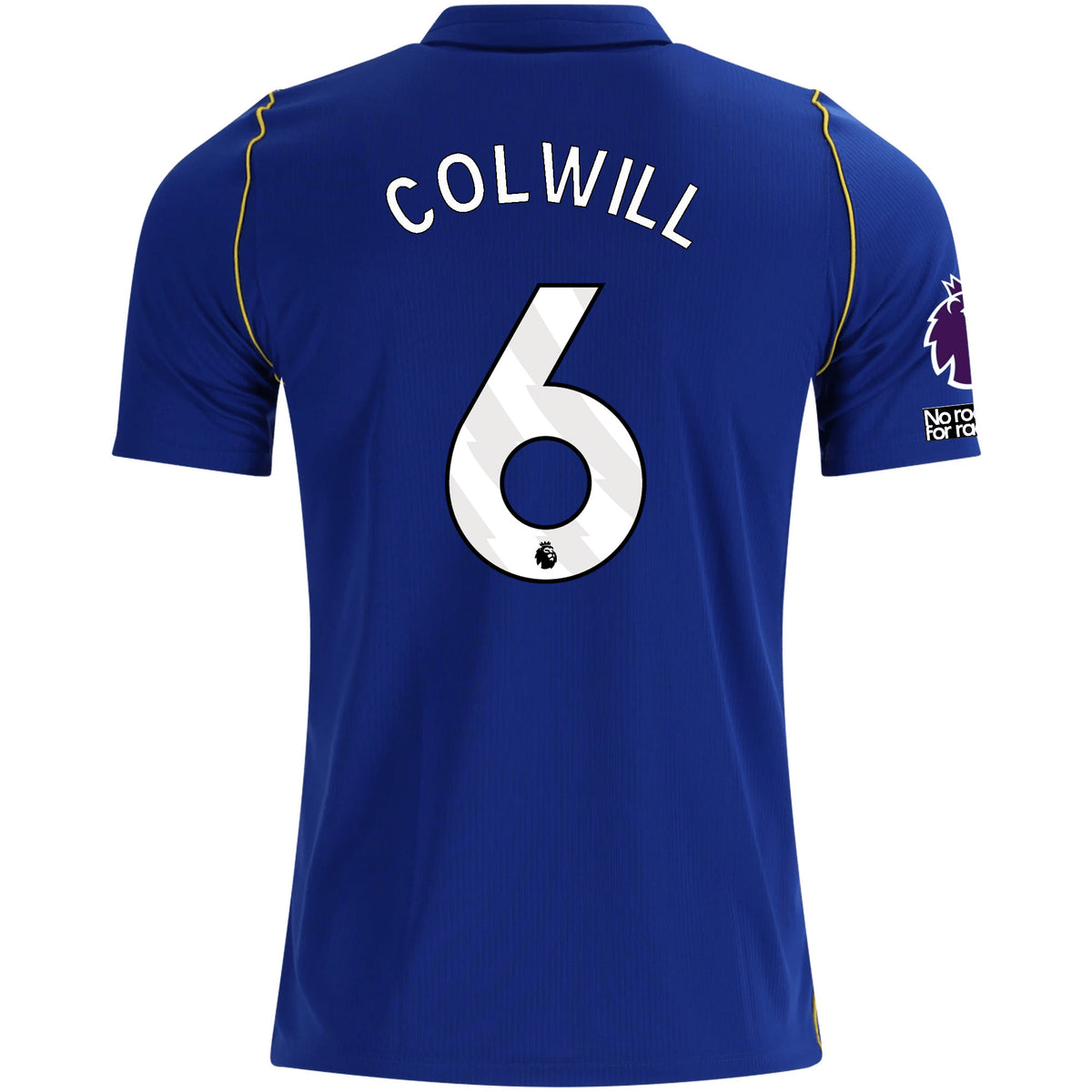 Nike Mens Chelsea FC Levi Colwill Home Jersey w/ EPL + No Room For Racism + Club World Cup Champion Patches 26/27 (Bright Royal/Gold)