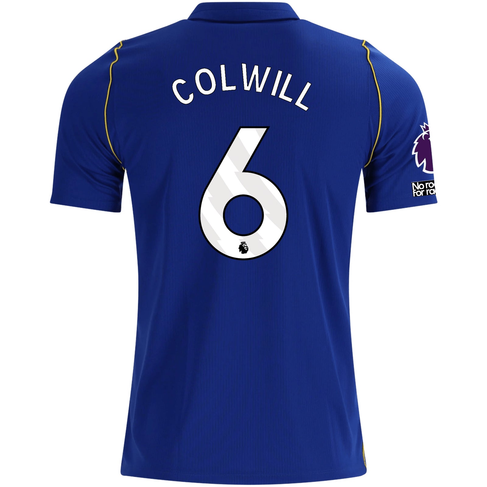 Nike Mens Chelsea FC Levi Colwill Home Jersey w/ EPL + No Room For Racism + Club World Cup Champion Patches 26/27 (Bright Royal/Gold)