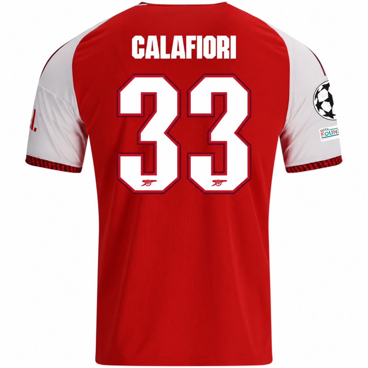 adidas Mens Arsenal Riccardo Calafiori Home Jersey w/ Champions League Patches 26/27 (Red)