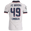 adidas Mens Bayern Munich Maycon Douglas Cardozo Away Jersey w/ Champions League Patches 26/27 (White)