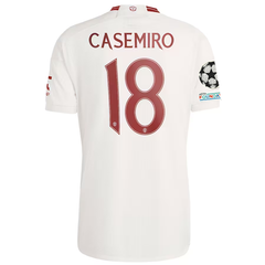 Adidas Manchester United Casemiro Third Jersey w/ Champions League Patches 23/24 (Cloud White/Red) Size S