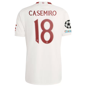 adidas Manchester United Casemiro Third Jersey w/ Champions League Patches 23/24 (Cloud White/Red)