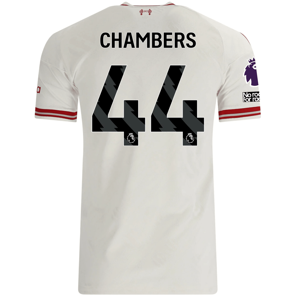 adidas Mens Liverpool Luke Chambers Authentic Away Jersey w/ EPL + No Room For Racsim Patches 26/27 (White)