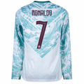 PUMA Men's Portugal Cristiano Ronaldo Long Sleeve Away Jersey 2026 (White/Green Lagoon)
