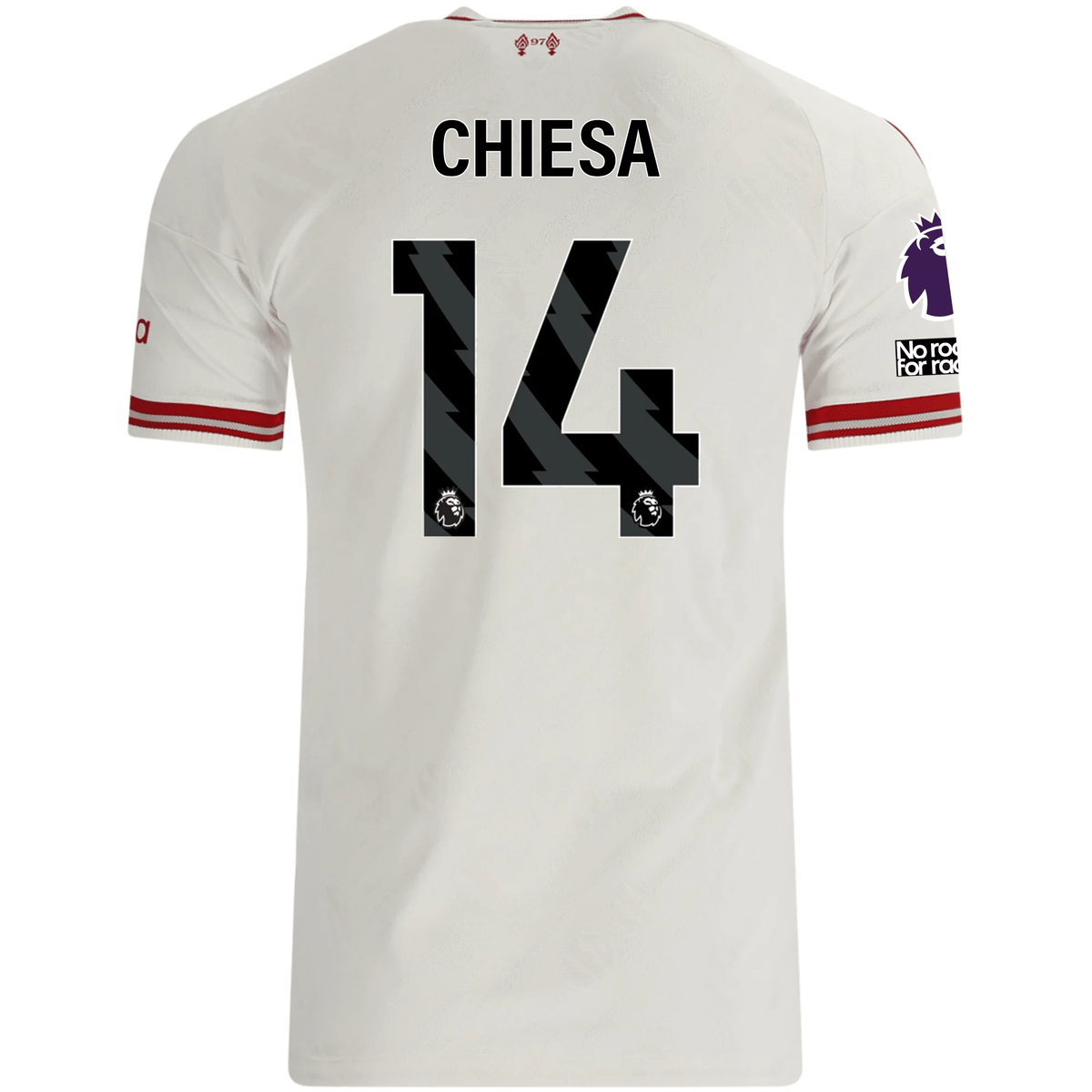 adidas Mens Liverpool Federico Chiesa Authentic Away Jersey w/ EPL + No Room For Racsim Patches 26/27 (White)