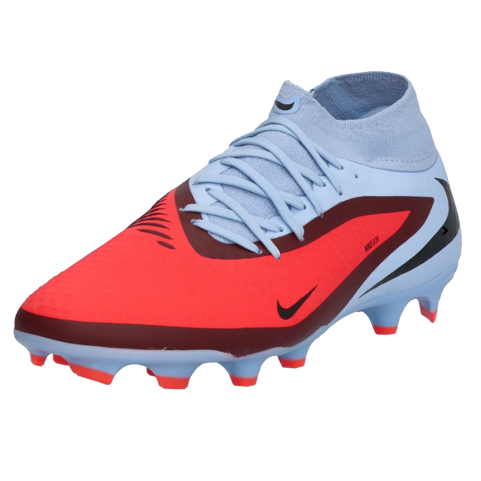 Nike Phantom 6 High Academy FG/MG Soccer Cleats (Royal Tint/Bright Crimson)