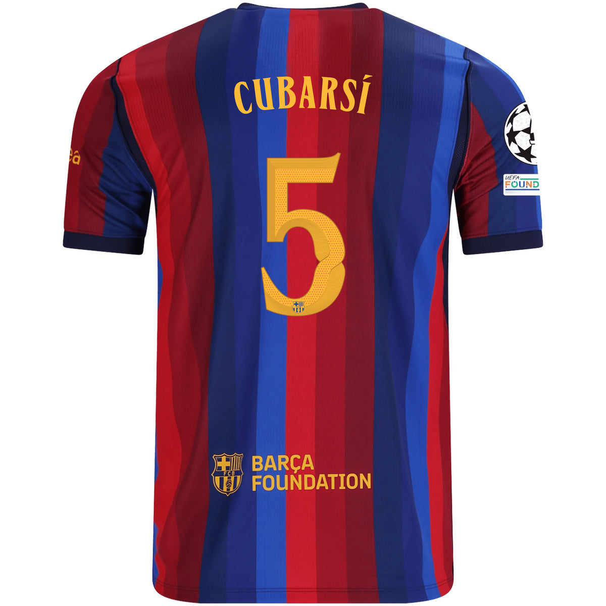 Nike Mens FC Barcelona Pau Cubarsí Home Jersey w/ Champions League Patches 26/27 (Deep Garnet/Blue Void)