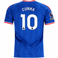 adidas Mens Manchester United Matheus Cunha Away Jersey w/ EPL + No Room For Racism Patches 26/27 (Blue)