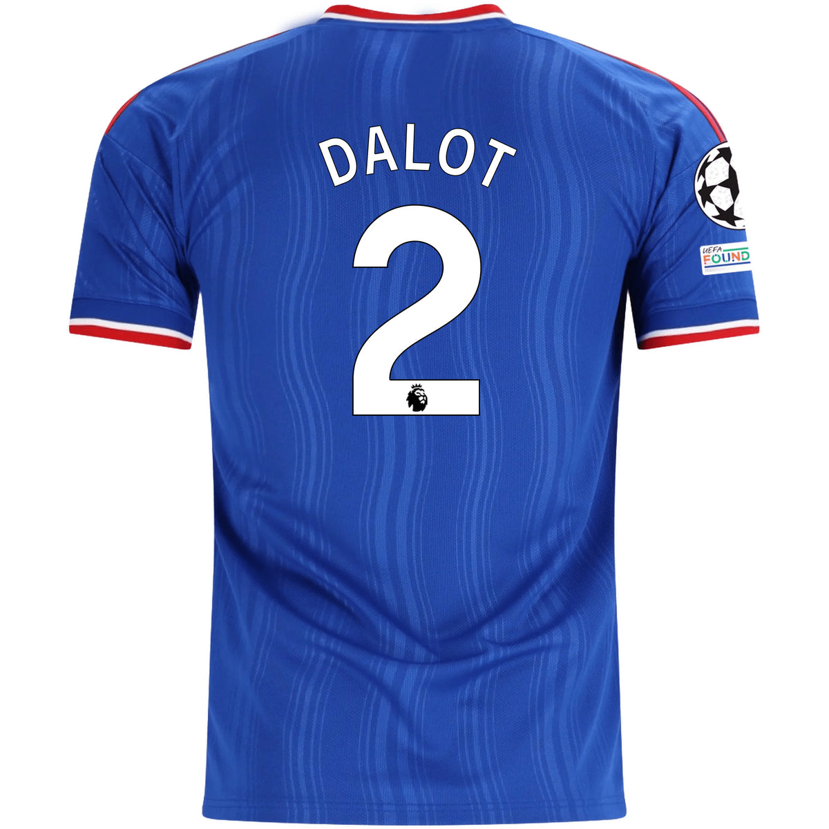 adidas Mens Manchester United Diogo Dalot Away Jersey w/ Champions League Patches 26/27 (Blue)