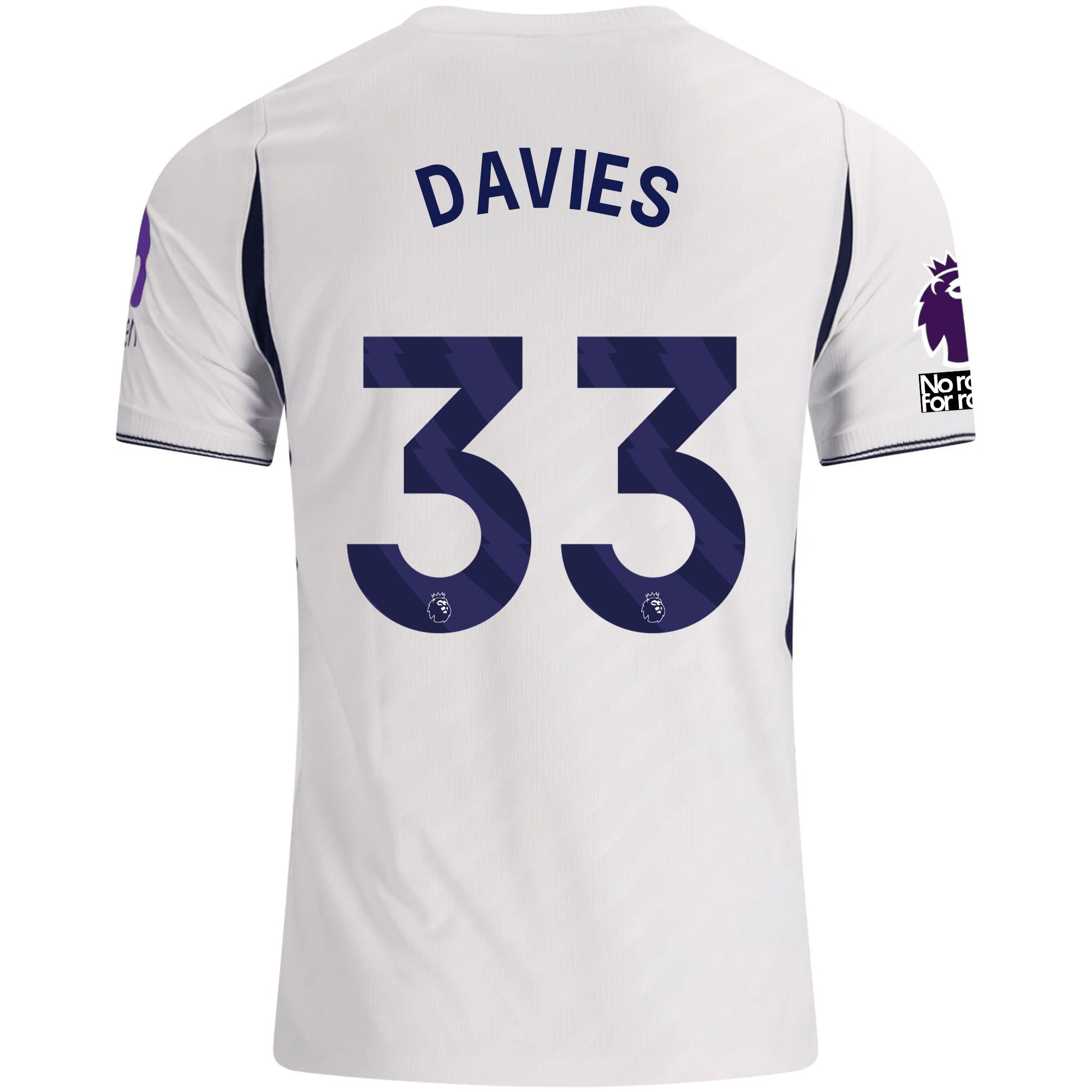Nike Mens Tottenham Hotspur Ben Davies Home Jersey w/ EPL + No Room For Racism 26/27 (White)