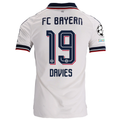 adidas Mens Bayern Munich Alphonso Davies Away Jersey w/ Champions League Patches 26/27 (White)