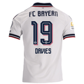 adidas Mens Bayern Munich Alphonso Davies Away Jersey w/ Bundesliga Champion Patch 26/27 (White)