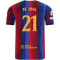 Nike Mens FC Barcelona Frenkie de Jong Home Jersey w/ Champions League Patches 26/27 (Deep Garnet/Blue Void)